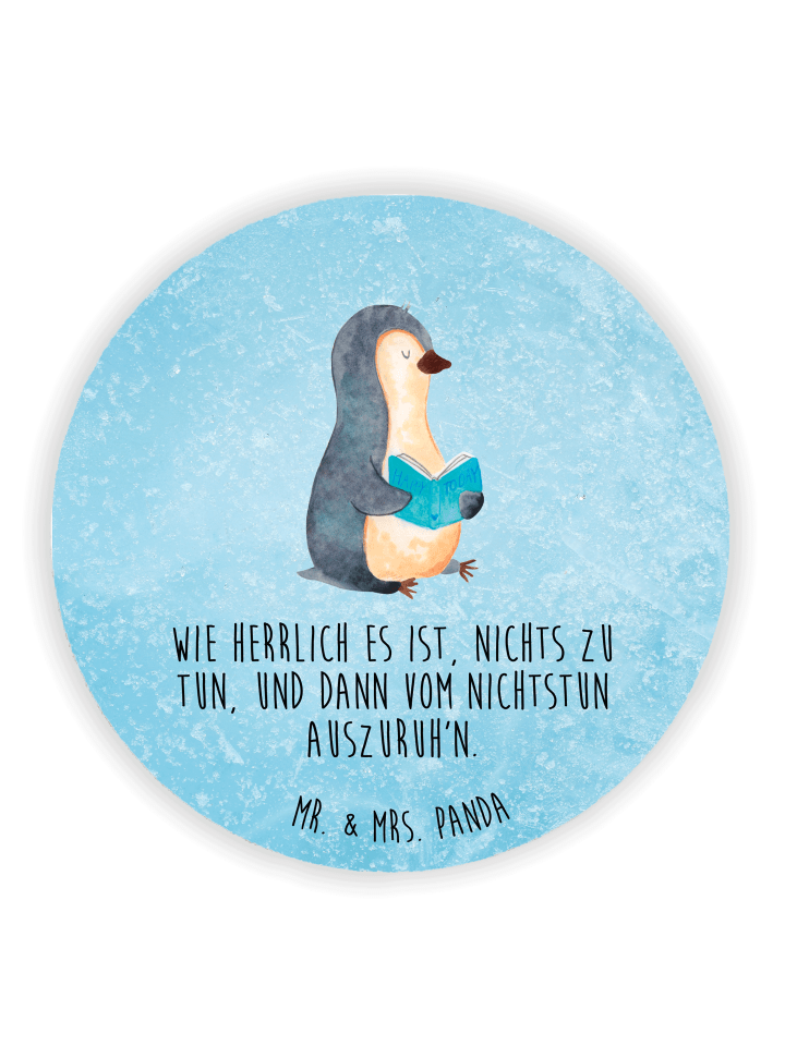 Magnet Pinguin Buch mit Spruch in Eisblau