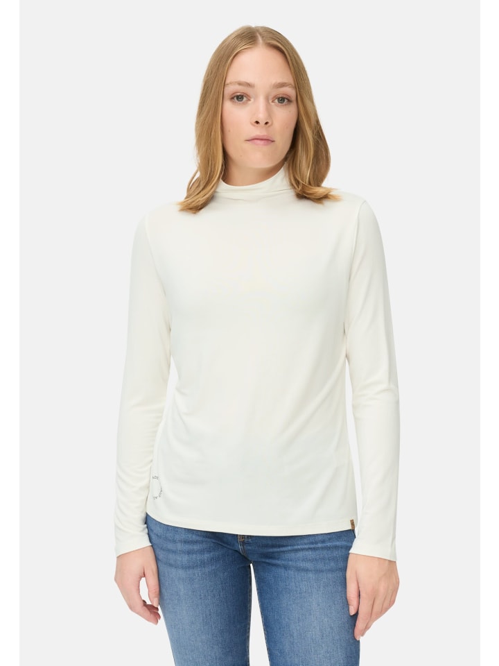 Langarmshirt mit Stehkragen in Milchweiß