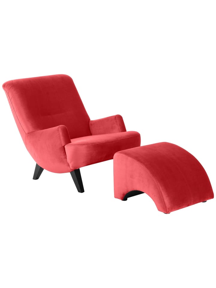 Sessel Kajsa 71x80x101 Bezug Samtvelours Buche schwarz/rot