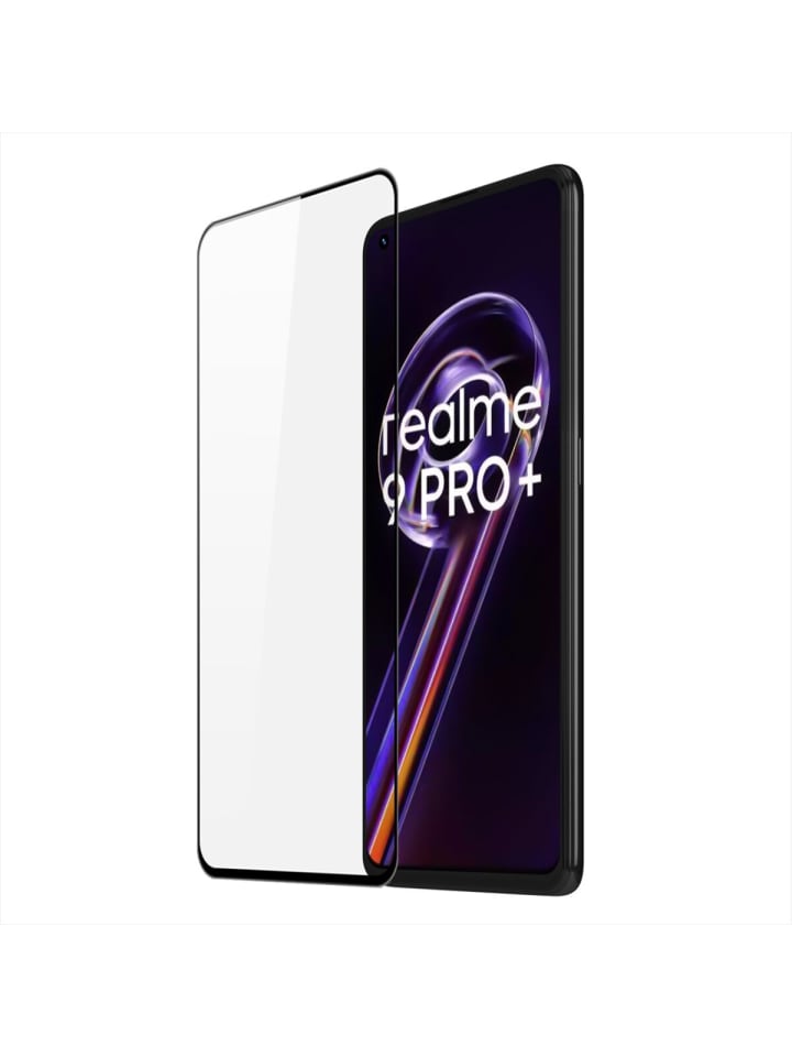 Schutz Glas kompatibel mit Realme 12 Plus Curved Vollständig Klebend in Schwarz