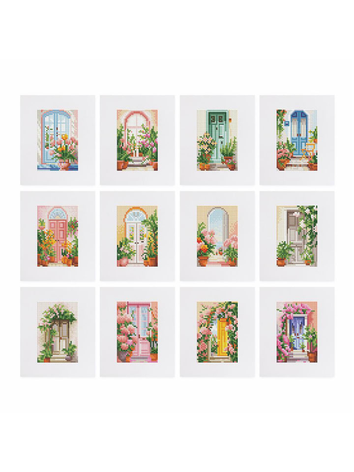 Mini Diamond Painting Mini s 12er Set-"Blumen am Fenster"