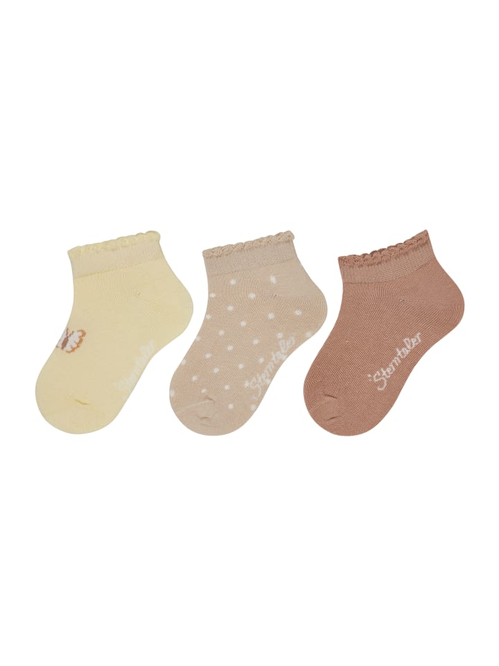 Sneaker Socken 3er-Pack Schmetterling in dunkelgelb