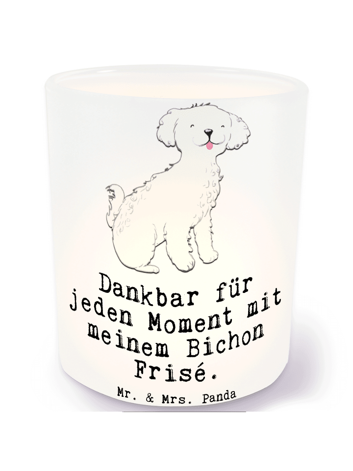 Windlicht Bichon Frisé Moment mit Spruch in Transparent