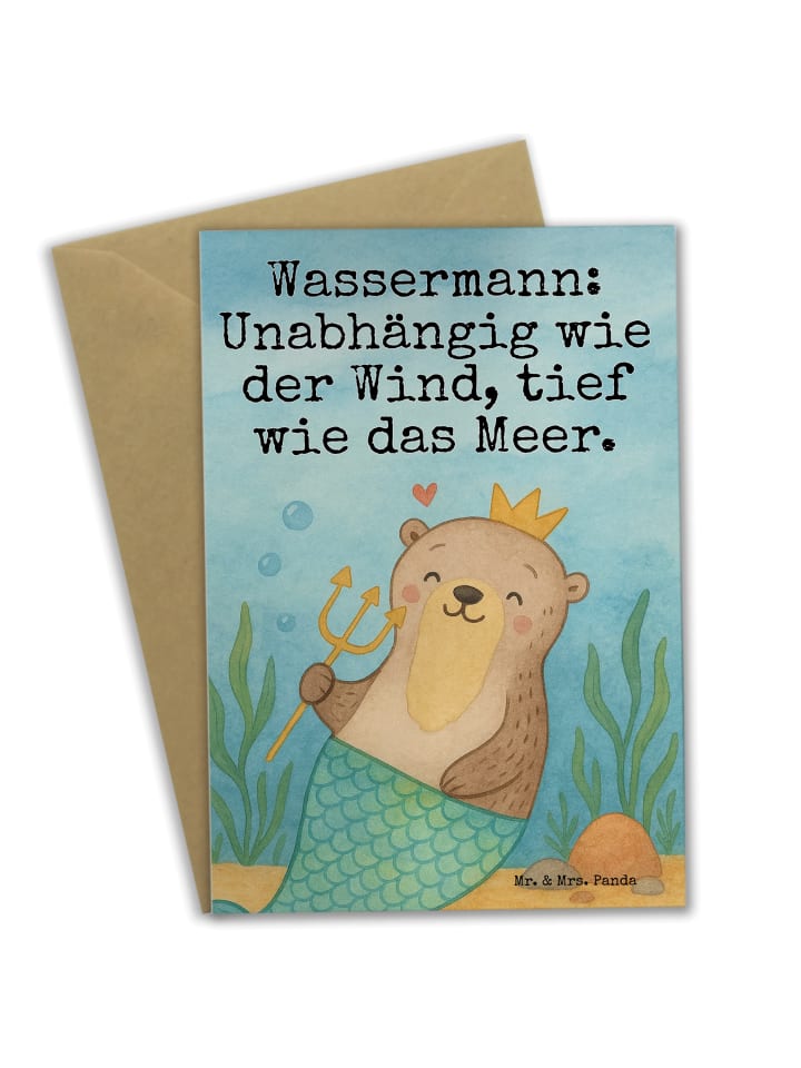 Klappkarte Wassermann Astrologie Design mit Spruch in Weiß