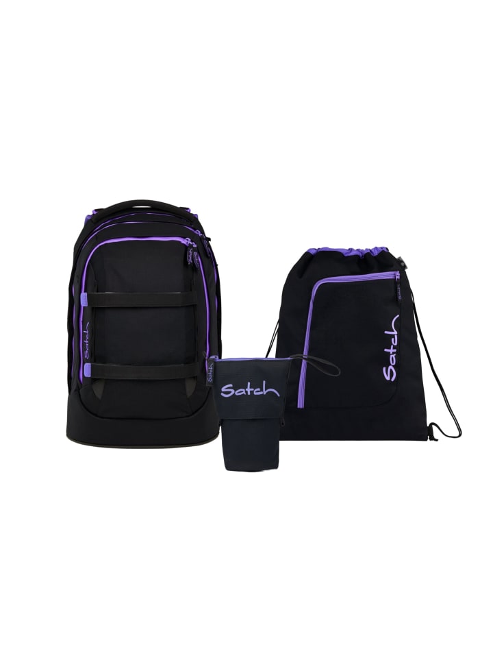 Schulrucksack-Set PACK "Purple Phantom" 3-teilig in Schwarz