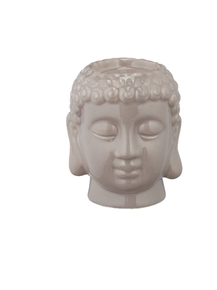 2 x Buddha Teelichthalter in Grau