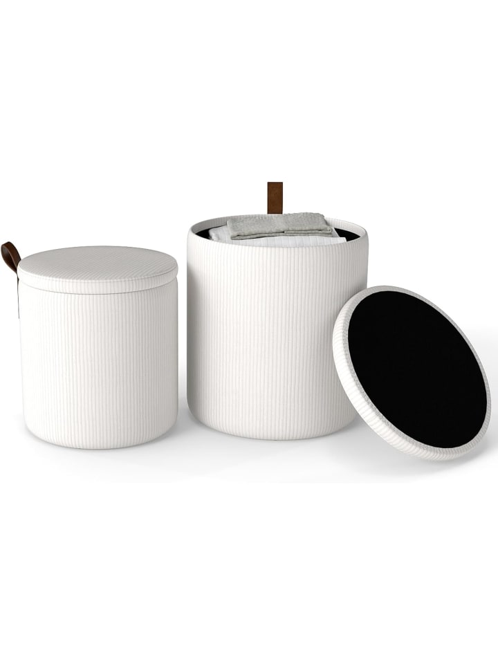 2er Set Sitzhocker mit Stauraum 25L / 40L in Beige