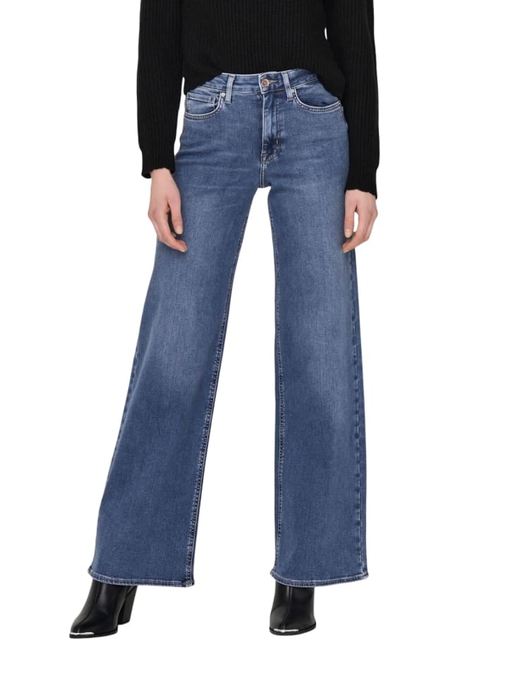Jeans ONLMADISON BLUSH HW WIDE flared in Blau