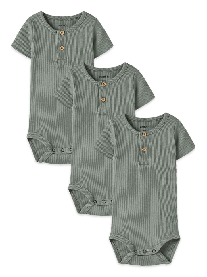 Kurzarm Body Druckknöpfen 3er-Set Bequem in Grau-2