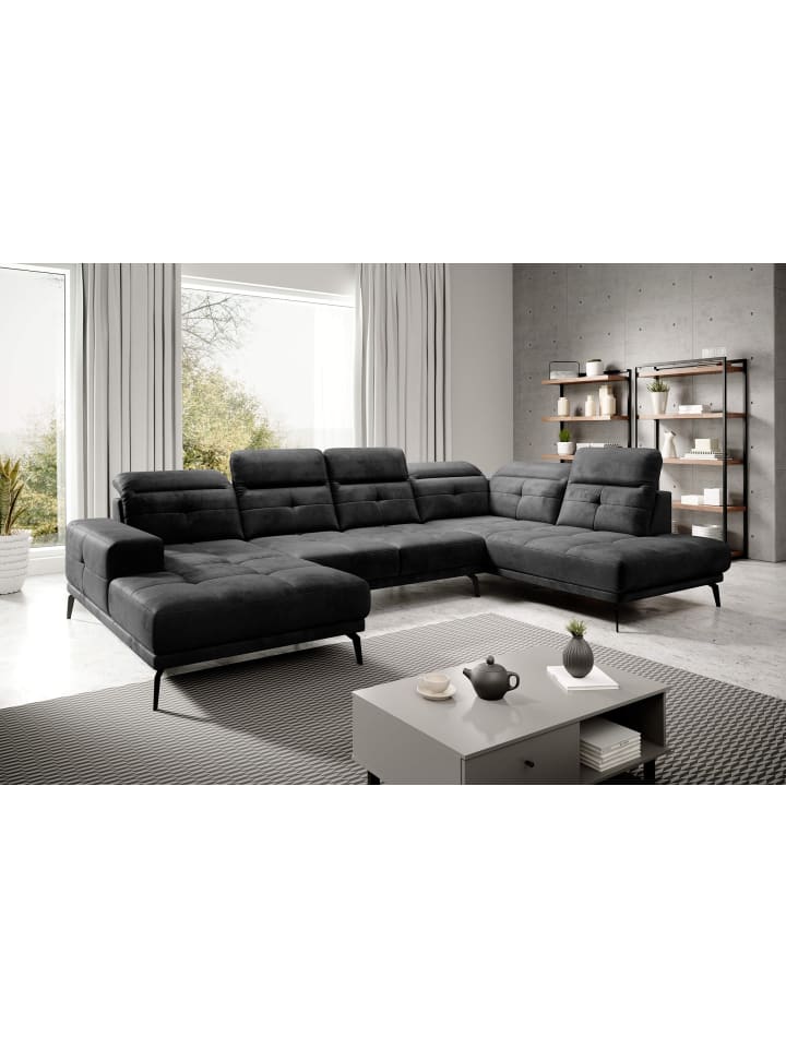 Brita Recamiere Rechts in Asphalt - (L) 205 x (B) 350 x (H) 107 cm