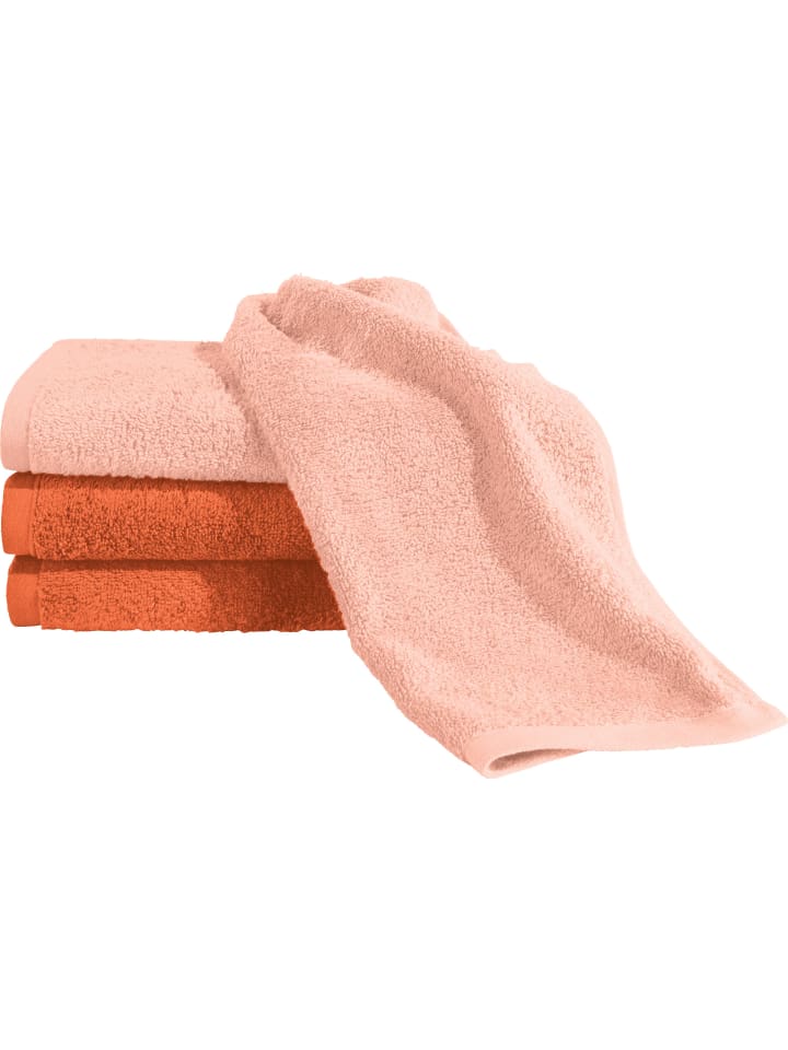 Frottier Gästetuch 4er-Pack Bühl in apricot/orange