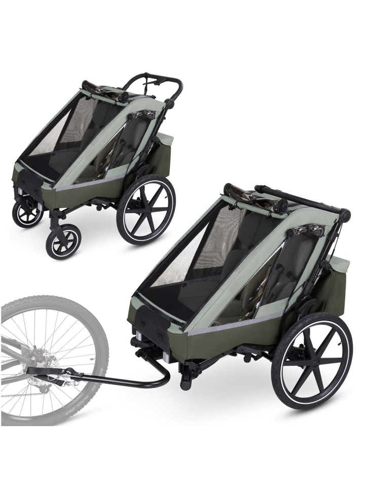 3in1 Fahrradanhänger & Kinderwagen Tour in green