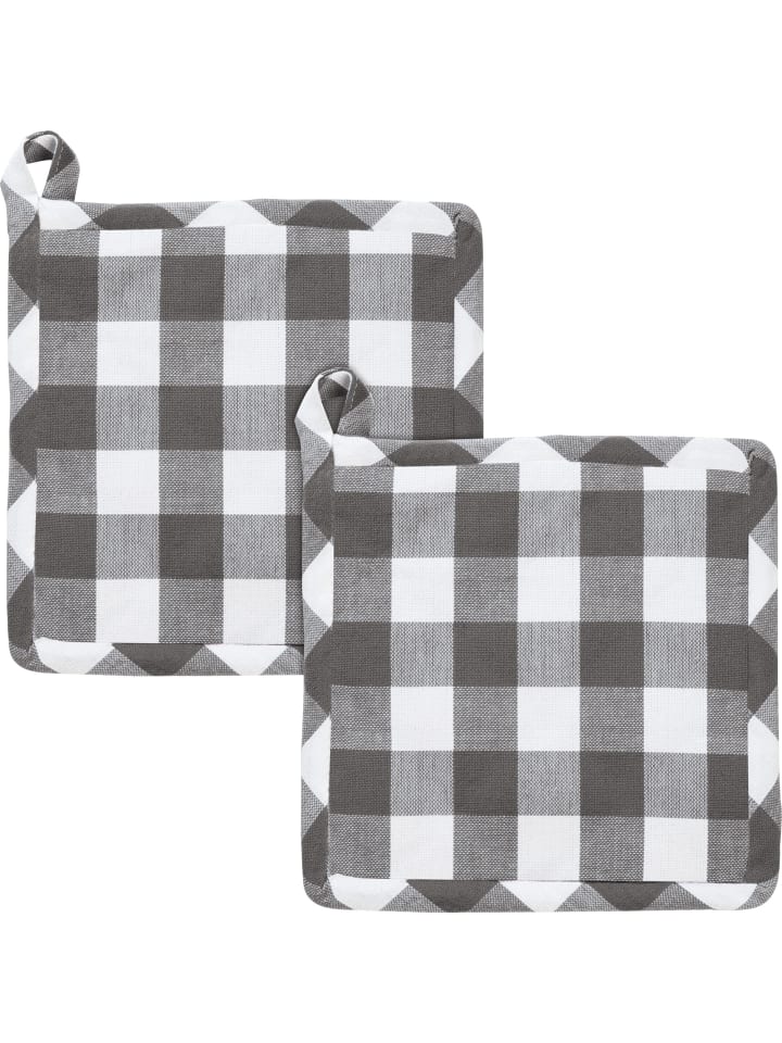 Baumwolle Topflappen 2er-Pack Nashville in grau