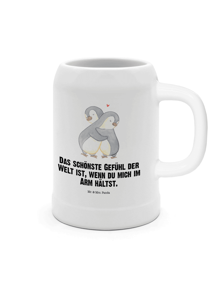 Seidel Pinguine Kuscheln mit Spruch in Weiß