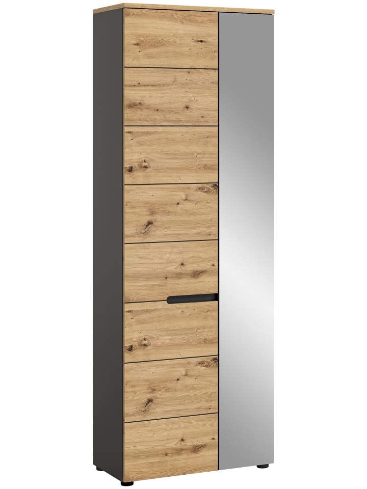 Garderobenschrank (B/H/T: 65x190x37 cm) in Basalt grau und Artisan Nachbildung