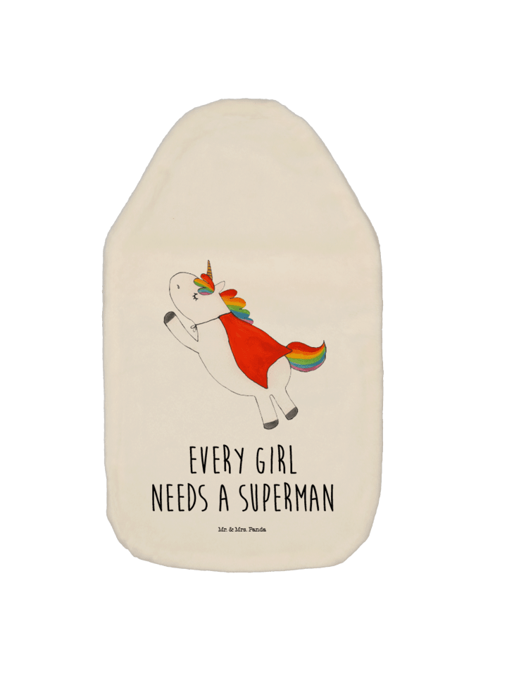 Wärmflasche Einhorn Super mit Spruch in Weiß