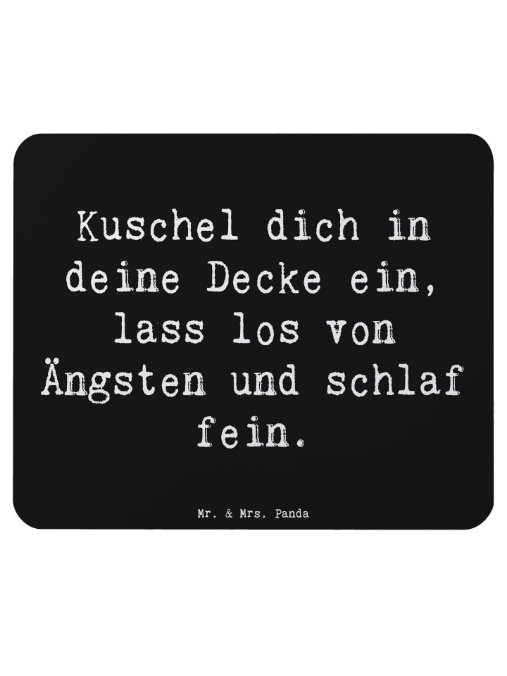 Maus-Pad Spruch Alleine schlafen lernen mit Spruch in Schwarz