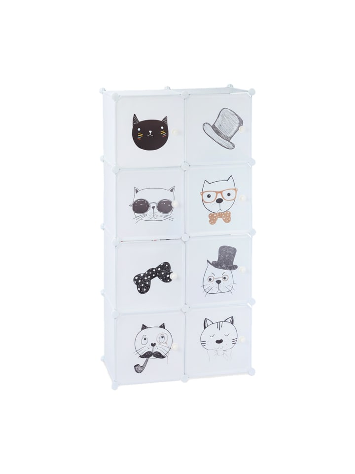 Steckregal Katzen in Weiß - (B)74 x (H)145 x (T)36,5 cm