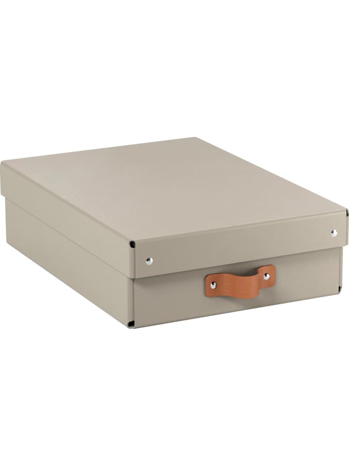 Archivbox Puro Mittel Flach mit Deckel beige 2 Stück