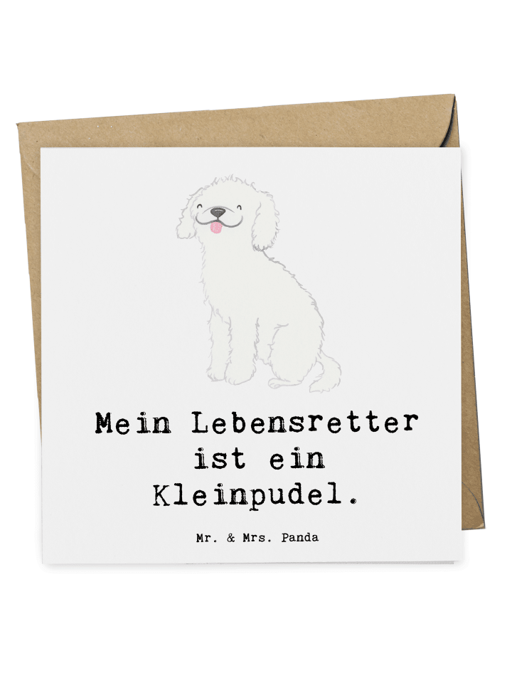 Deluxe Karte Kleinpudel Lebensretter mit Spruch in Weiß
