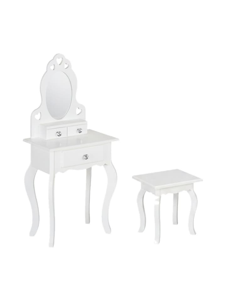 Kinder Schminktisch in Weiß - (B)50 x (H)110 x (T)30 cm