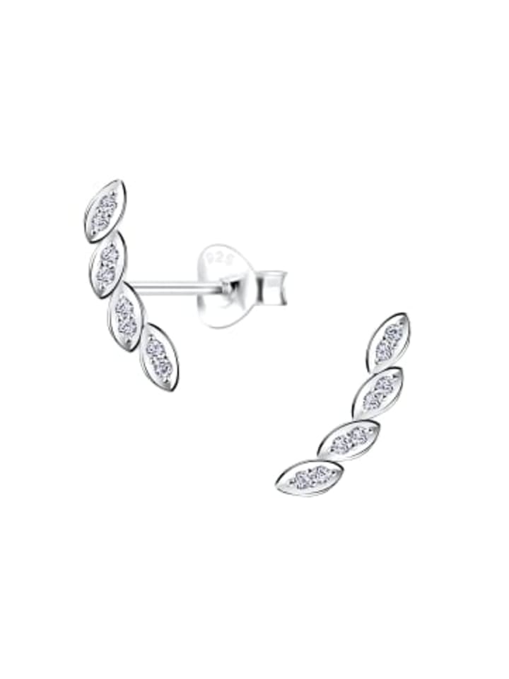 Ohrstecker BLÄTTCHEN Zirkonia in 925 Sterling Silber, 2-tlg.