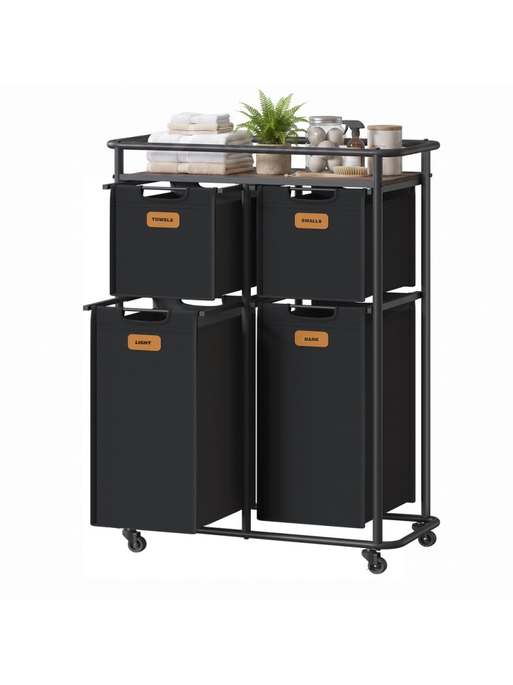 Wäschesortierer Stevie in Tintenschwarz - (B)33 x (H)109.1 x (T)72.4 cm