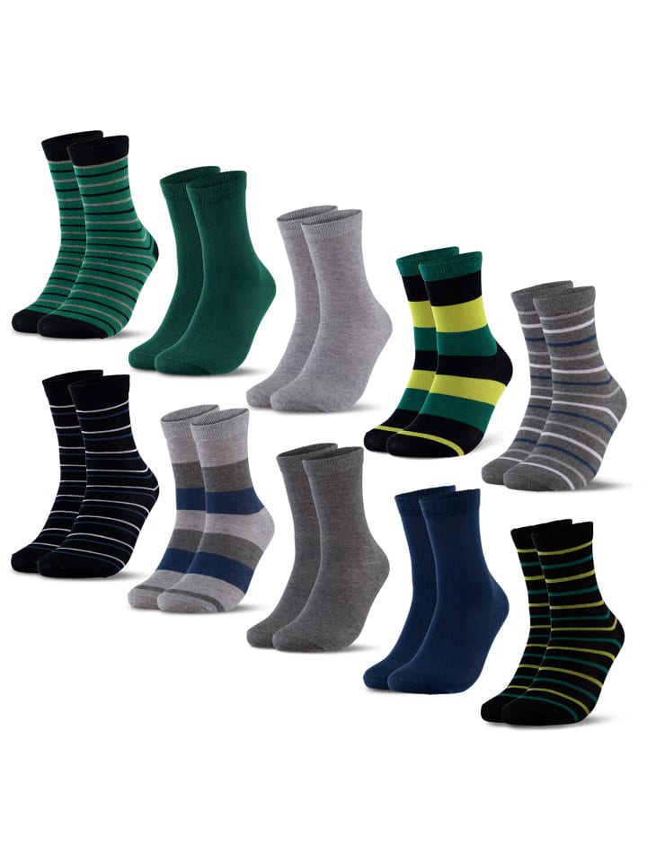 10er Pack Bunte Socken Estilo in Grau-Blau