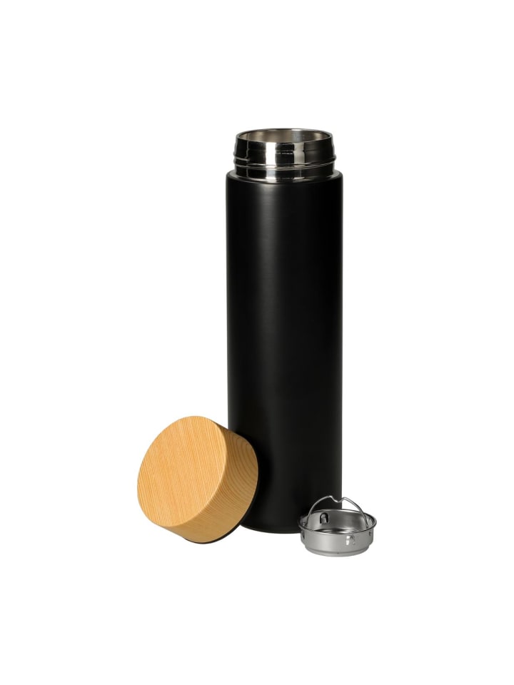Vakuumflasche "Astana" in schwarz/natur - 450 ml