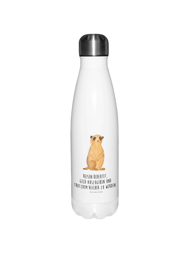 Thermosflasche Erdmännchen mit Spruch in Weiß