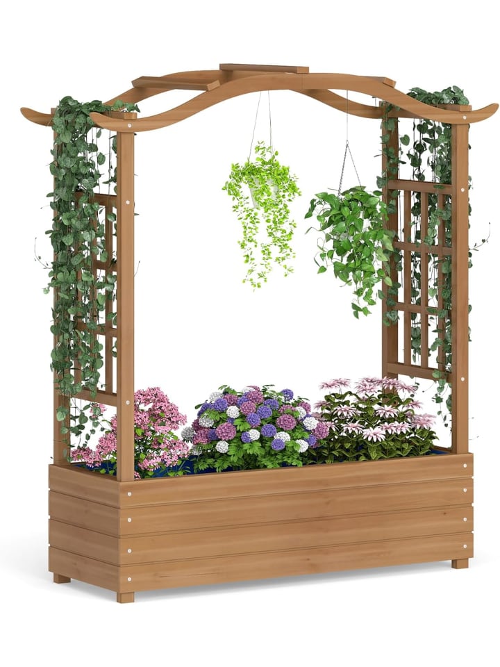 Hochbeet mit Rankgitter 110 x 40 x 124 cm in Braun