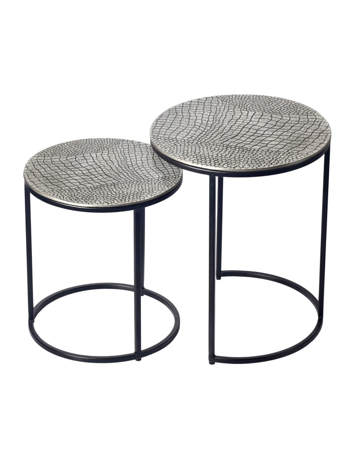 Beistelltisch in Silber / Metall / 40x40x48