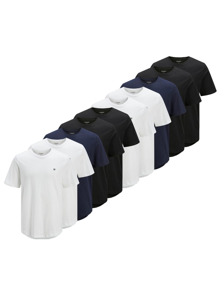 T-Shirt 10er Pack in Weiß/Blau/Schwarz