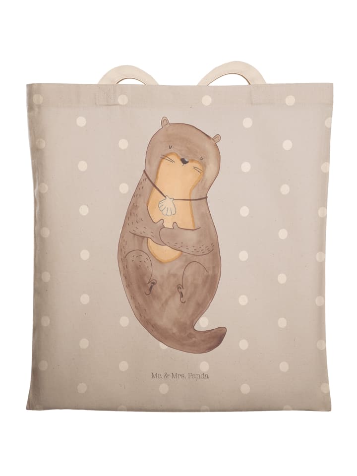 Tote Bag Otter Muschel ohne Spruch in Grau Pastell