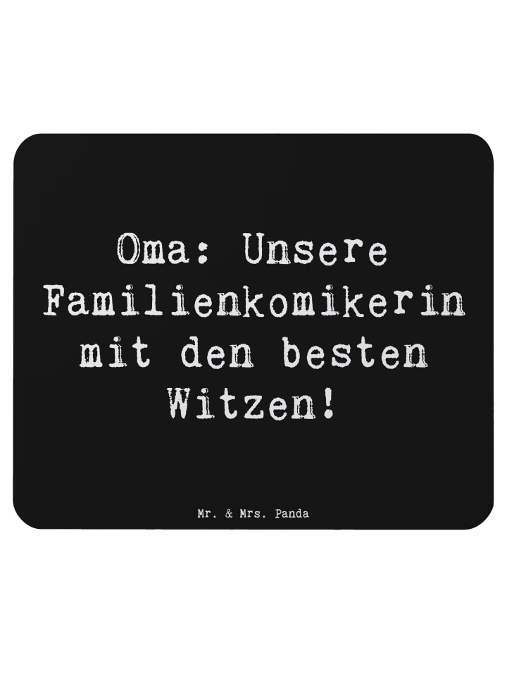 Mauspad Oma Familienkomikerin mit Spruch in Schwarz