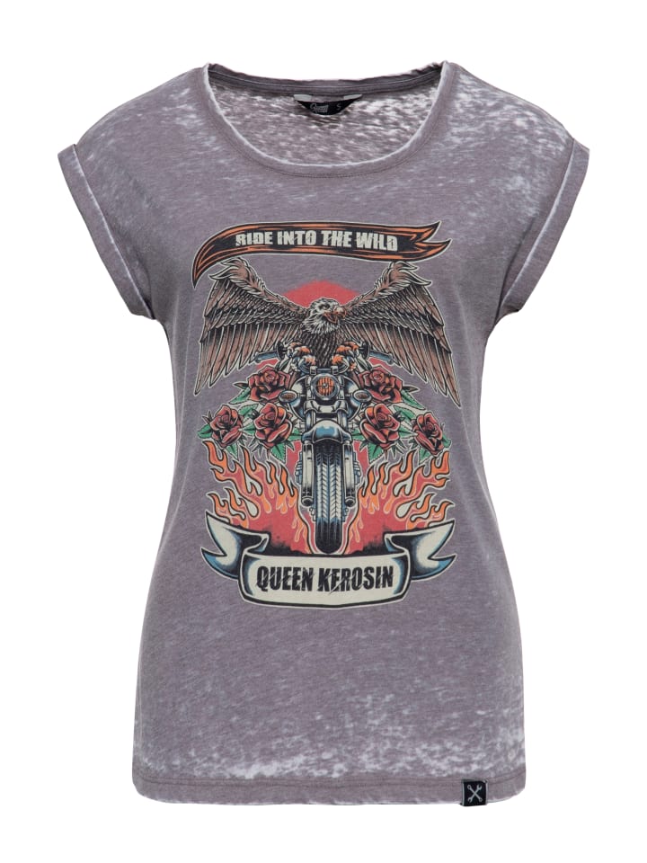 Queen Kerosin T-Shirt Ride Into The Wild in grau