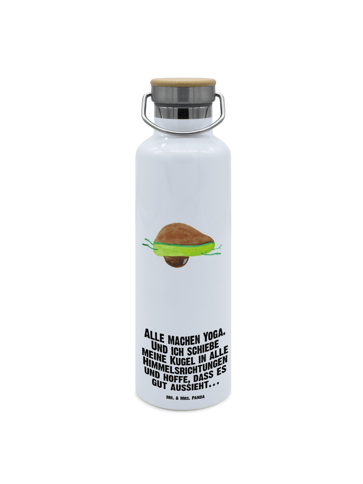 Thermosflasche Avocado Yoga mit Spruch in Weiß