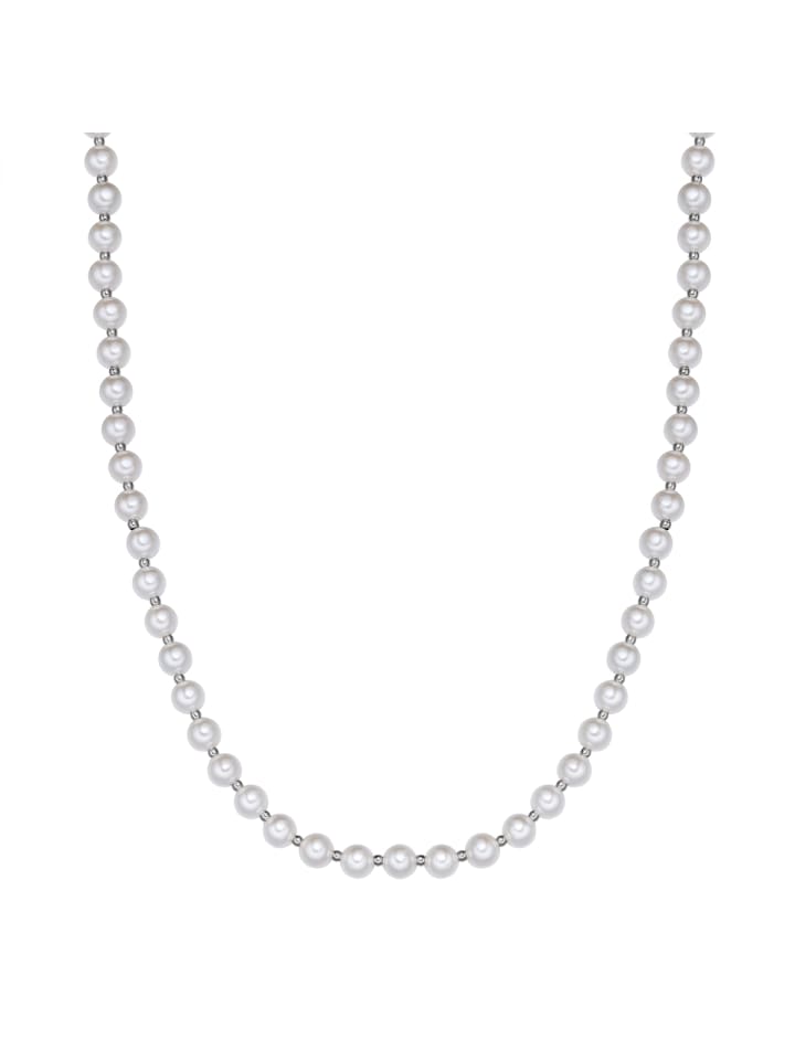 Kette aus Edelstahl mit Muschelkernperle in weiß
