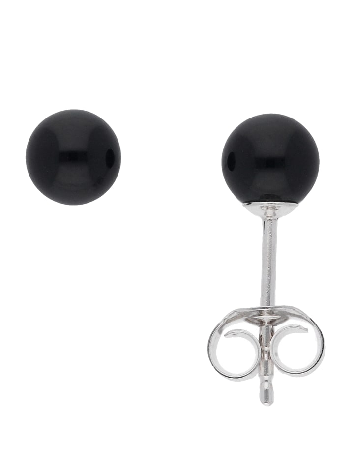 925 Silber Ohrringe / Ohrstecker mit Onyx Ø 5,4 mm in silber