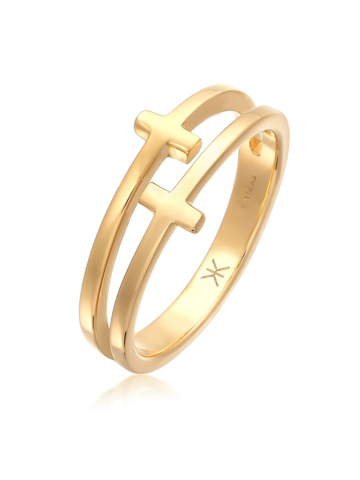 Ring 925 Sterling Silber Kreuz in Gold