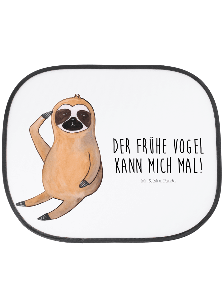 Auto Sonnenschutz Faultier Vogel mit Spruch in Weiß