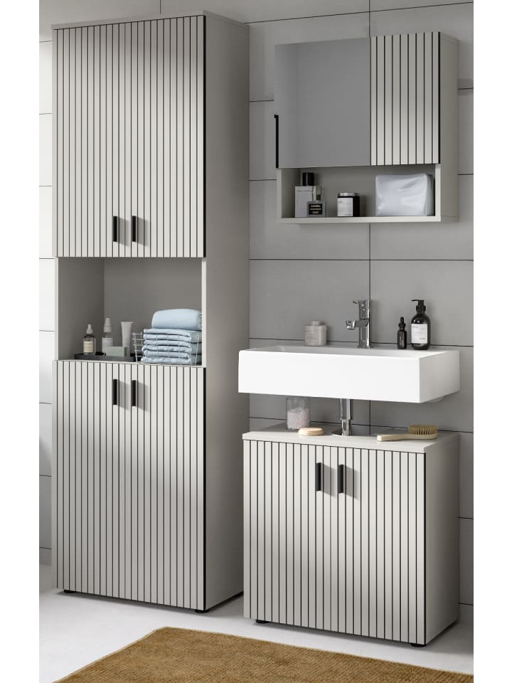 Badmöbel-Set Kaschmir 3-teilig 135 cm, Badkombination in modernem Design