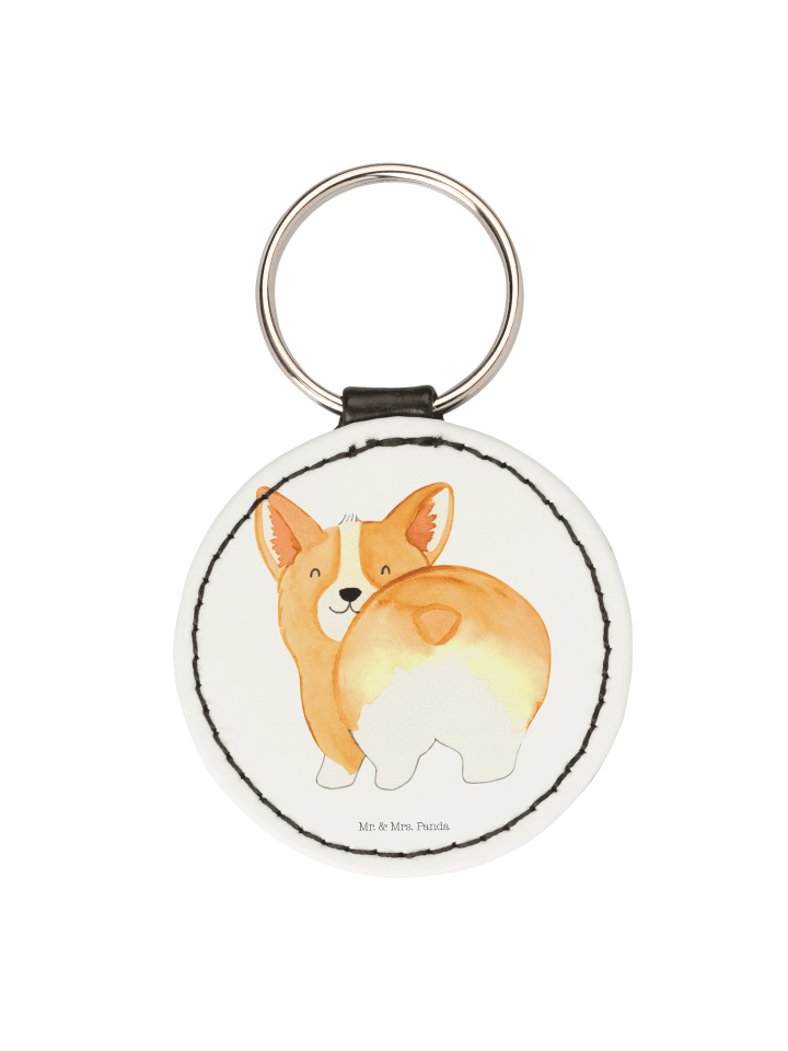 Schlüsselanhänger Corgi Po ohne Spruch in Weiß