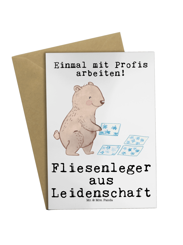 Grußkarte Fliesenleger Leidenschaft mit Spruch in Weiß