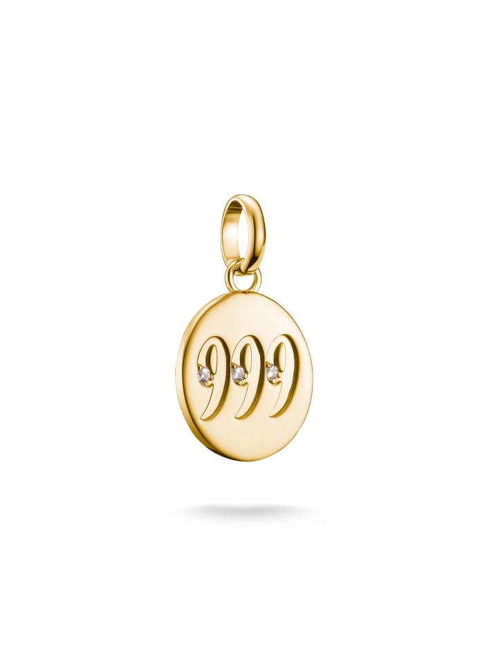Charm-Anhänger Engelzahl 999 Mit Steinen Connect in gold, weiß