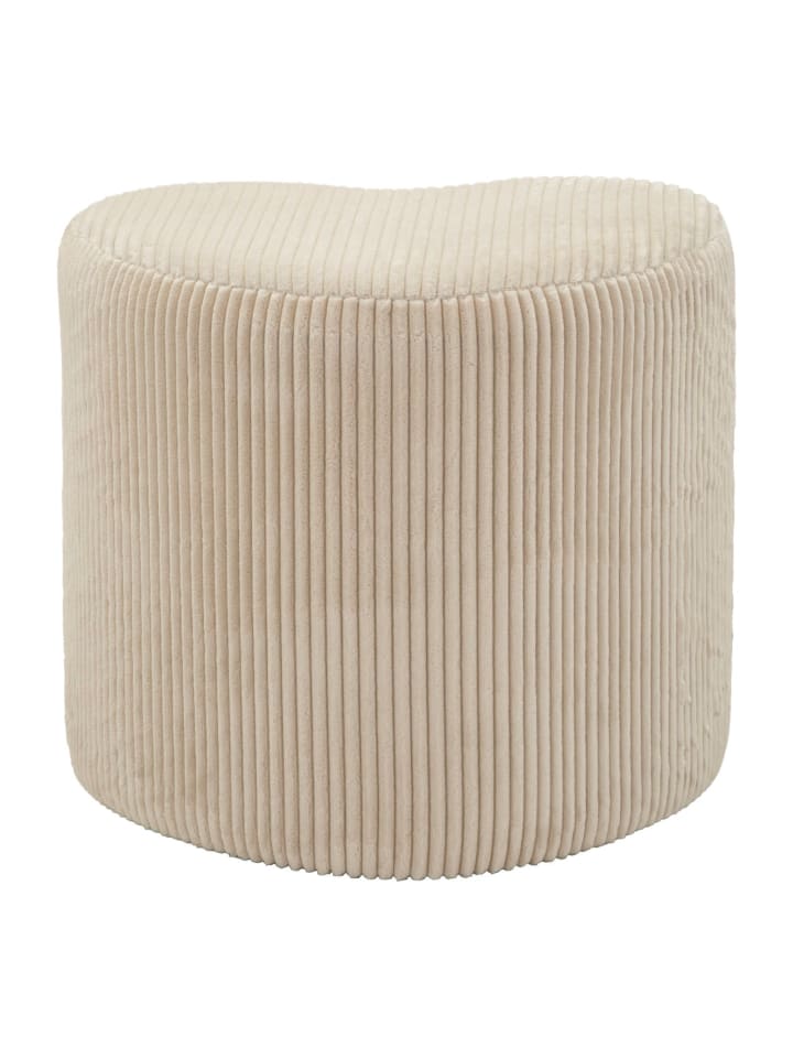 Herzförmiger Pouf aus cremefarbenem Plüschstoff, 49 x 45 x 42 cm