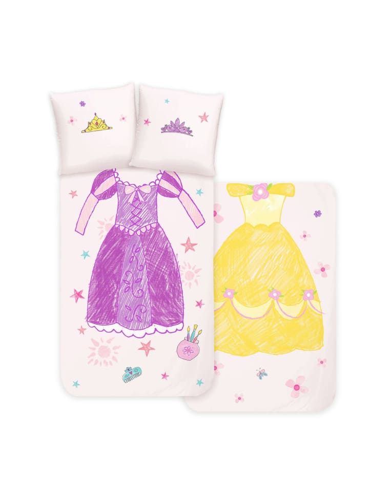 2 tlg. Renforcé Disney Bettwäsche 135x200cm Prinzessin in Bunt