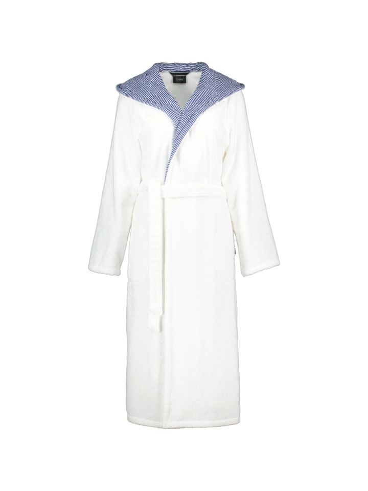 Cawö Bademäntel Damen Kapuze Classic 4345 weiß-blau - 601 in weiß-blau - 601