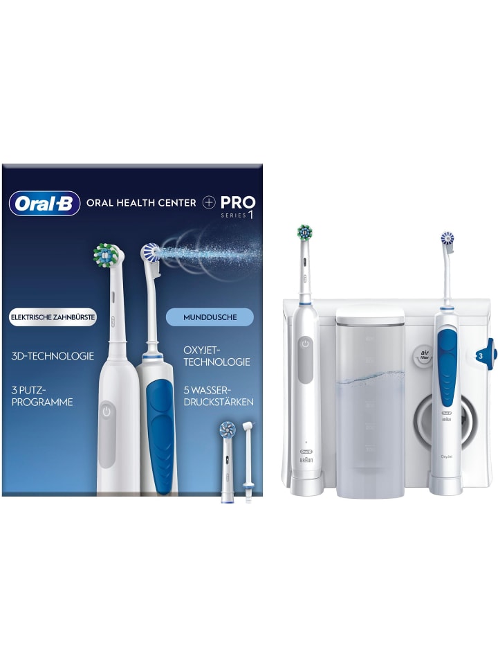 Center OxyJet Reinigungssystem Munddusche mit Oral-B Pro 1 in Weiß