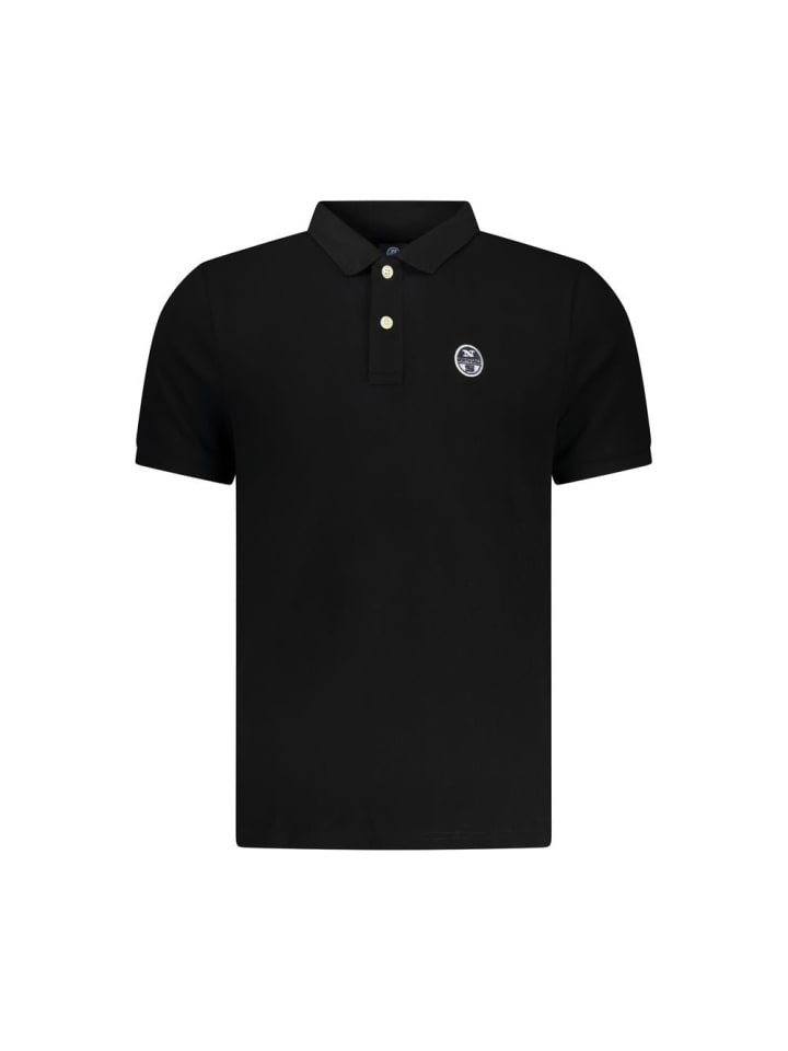 Schwarz Baumwolle Herren Polo Hemd